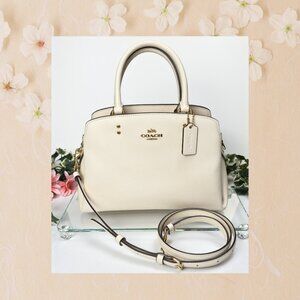 Coach Mini Lillie Carryall 91146 XGN LTH Crossgrain Leather Chalk Satchel